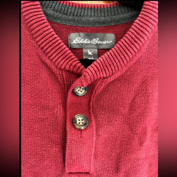 Eddie Bauer Men's Maroon Crewneck Sweater L - Picture 2 of 6